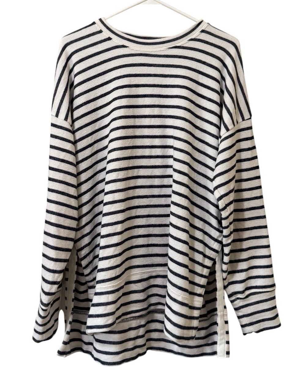 Aerie Striped Oversized‎ M Terry Relaxed Fit Tunic Swim Coverup Nautical Pool